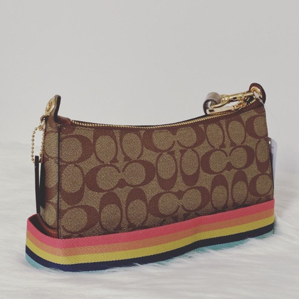 New Coach Jes Baguette In Signature Canvas With Coach Radial Rainbow - Picture 8 of 10